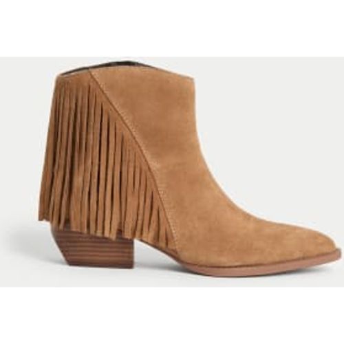 Womens Suede Cowboy Block Heel Pointed Boots - - M&S Collection - Modalova