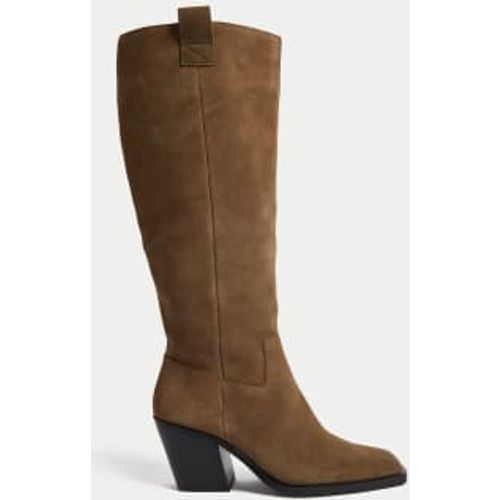 Womens Suede Cowboy Block Heel Knee High Boot - - M&S Collection - Modalova