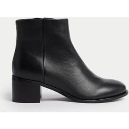 Womens Leather Block Heel Ankle Boots - - M&S Collection - Modalova