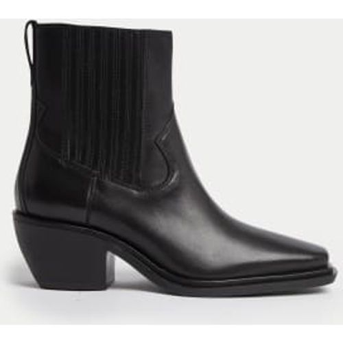 Womens Leather Cowboy Block Heel Boots - - M&S Collection - Modalova