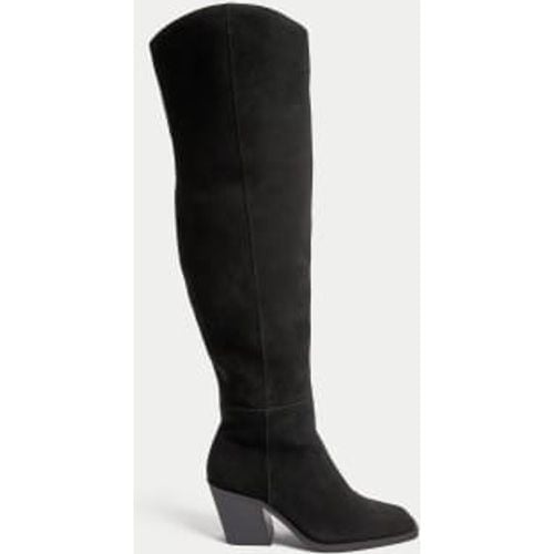 Womens Suede Cowboy Block Heel Over the Knee Boots - - M&S Collection - Modalova