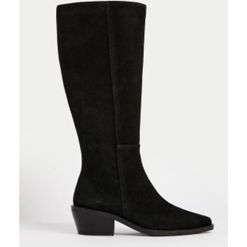 Womens Suede Block Heel Knee High Boots - - M&S Collection - Modalova