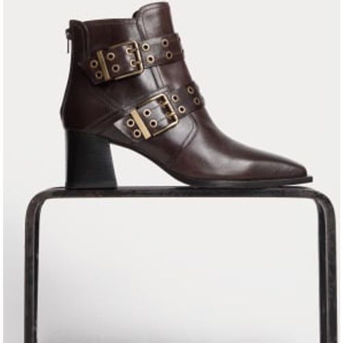 Womens Leather Buckle Detail Block Heel Ankle Boots - - M&S Collection - Modalova