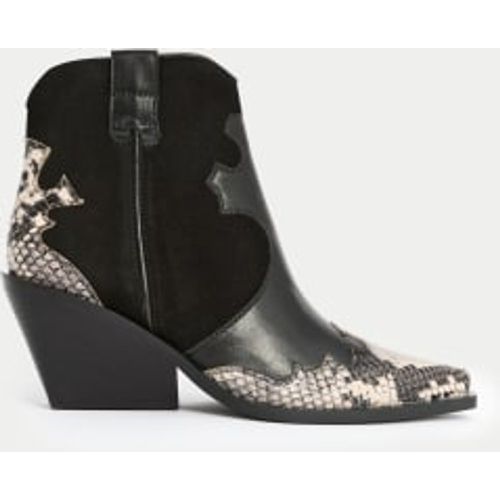 Womens Leather Snakeskin Block Heel Ankle Boots - - Per Una - Modalova