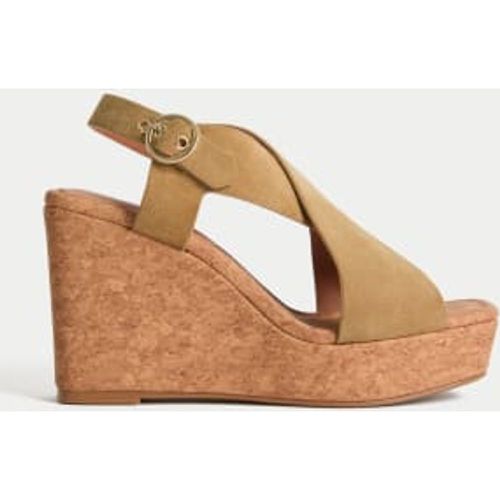 Womens Suede Crossover Wedge Sandals - - M&S Collection - Modalova