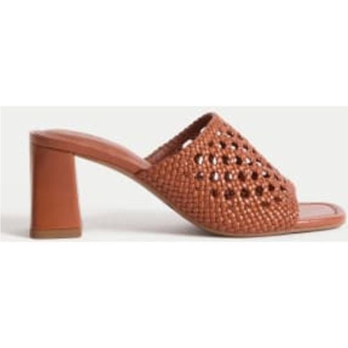 Womens Woven Block Heel Open Toe Mules - - M&S Collection - Modalova