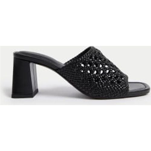 Womens Woven Block Heel Open Toe Mules - - M&S Collection - Modalova