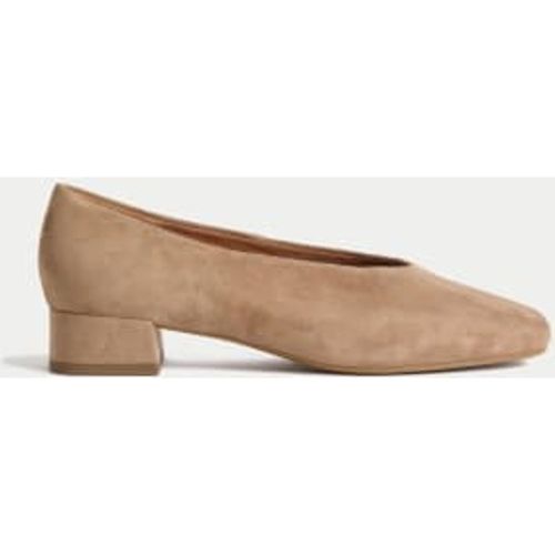 Womens Suede Block Heel Square Toe Court Shoes - - M&S Collection - Modalova