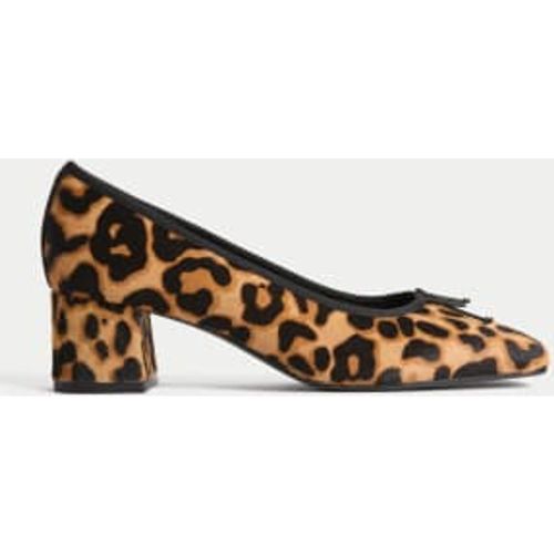 Womens Leather Leopard Print Block Heel Court Shoes - - M&S Collection - Modalova