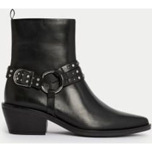 Womens Leather Block Heel Ankle Boots - - M&S Collection - Modalova