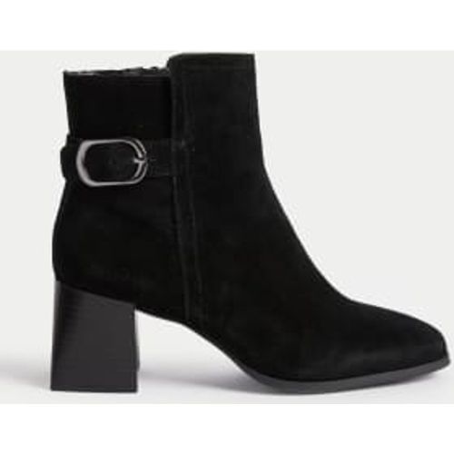 Womens Wide Fit Suede Buckle Block Heel Ankle Boots - - M&S Collection - Modalova