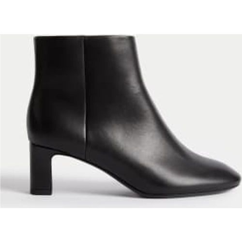 Womens Wide Fit Leather Block Heel Ankle Boots - - M&S Collection - Modalova