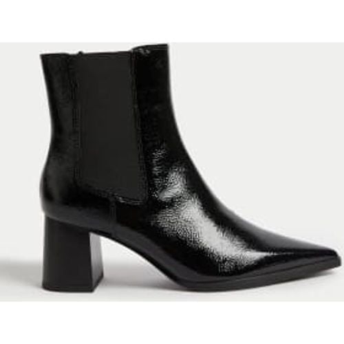 Womens Patent Leather Chelsea Block Heel Boots - - M&S Collection - Modalova