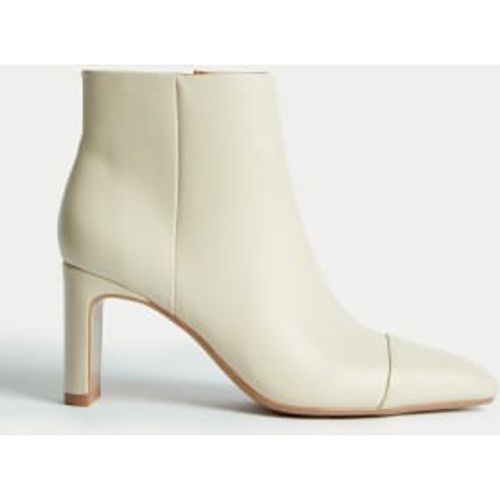 Womens Leather Block Heel Pointed Ankle Boots - - M&S Collection - Modalova