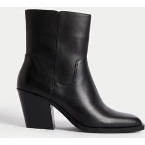 Womens Leather Cow Boy Chisel Toe Ankle Boots - - M&S Collection - Modalova