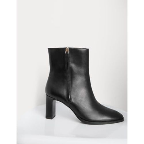 Womens Leather Block Heel Ankle Boots - - M&S Collection - Modalova