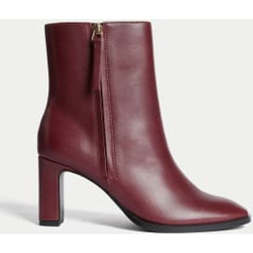 Womens Leather Block Heel Ankle Boots - - M&S Collection - Modalova