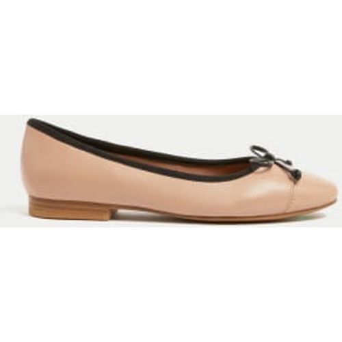 Womens Leather Bow Ballet Pumps - - M&S Collection - Modalova