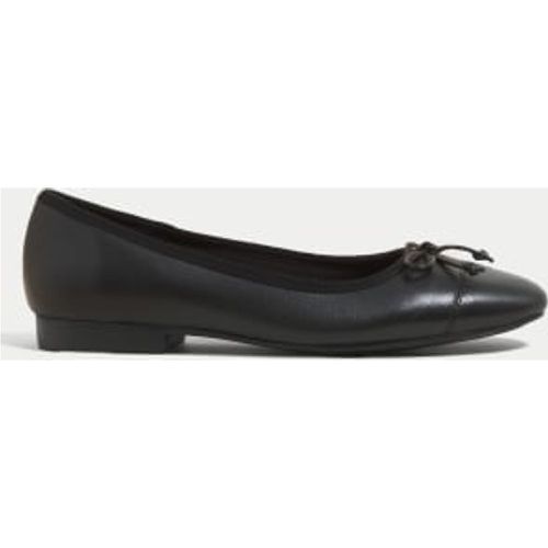 Womens Leather Bow Ballet Pumps - - M&S Collection - Modalova