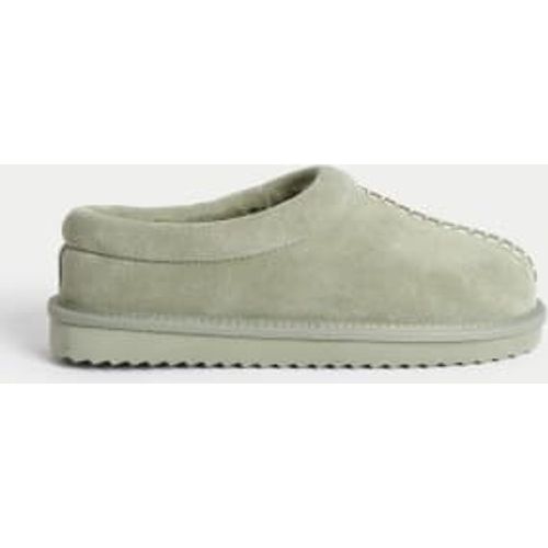 Womens Suede Faux Fur Lined Mule Clog Slippers - - M&S Collection - Modalova