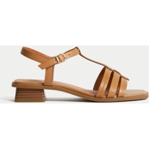 Womens Wide Fit Leather T Bar Block Heel Sandals - - M&S Collection - Modalova