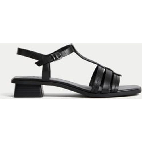 Womens Wide Fit Leather T Bar Block Heel Sandals - - M&S Collection - Modalova