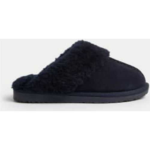 Womens Suede Faux Fur Cuff Mule Slippers - - M&S Collection - Modalova