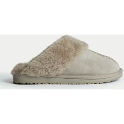 Womens Suede Faux Fur Cuff Mule Slippers - - M&S Collection - Modalova