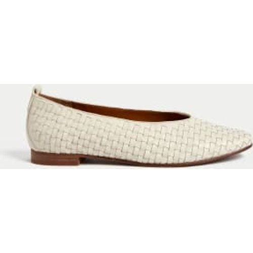 Womens Leather Woven Flat Ballet Pumps - - M&S Collection - Modalova