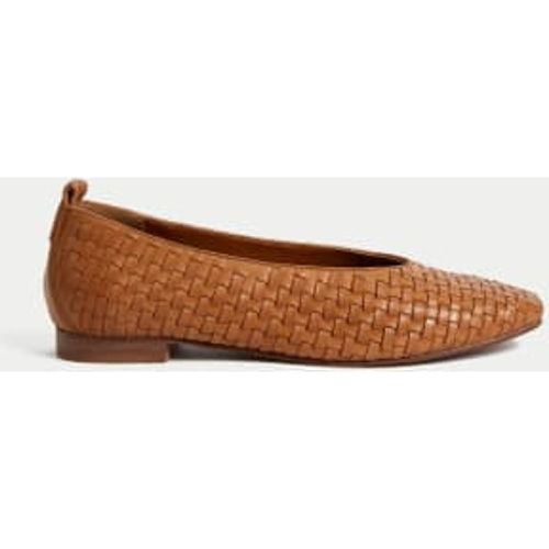 Womens Leather Woven Flat Ballet Pumps - - M&S Collection - Modalova