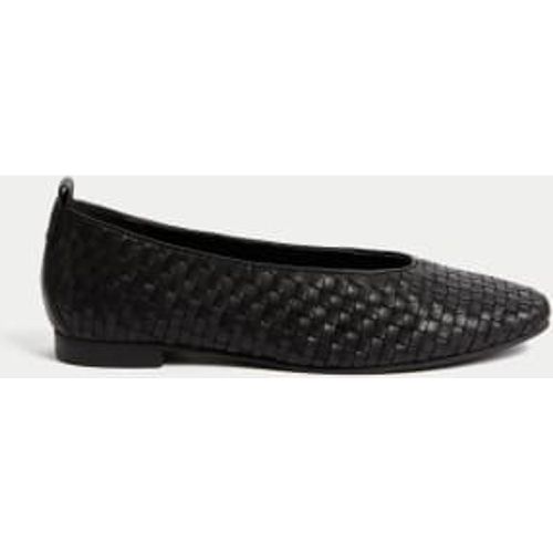 Womens Leather Woven Flat Ballet Pumps - - M&S Collection - Modalova