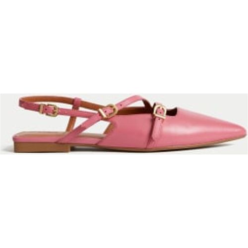 Womens Leather Patent Buckle Flat Slingback Shoes - - M&S Collection - Modalova