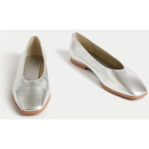 Womens Leather Square Toe Ballet Pumps - - M&S Collection - Modalova