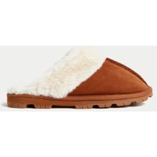 Womens Suede Faux Fur Lined Mule Slippers - - M&S Collection - Modalova