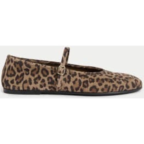 Womens Leather Leopard Print Mary Jane Ballet Pumps - - M&S Collection - Modalova