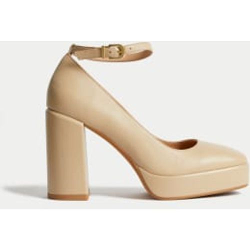 Womens Leather Ankle Strap Platform Heels - - M&S Collection - Modalova