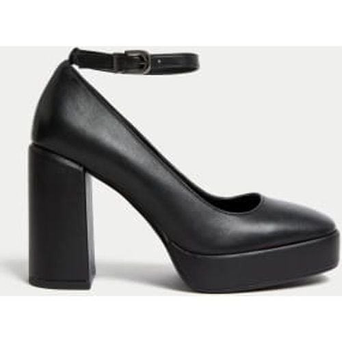 Womens Leather Ankle Strap Platform Heels - - M&S Collection - Modalova