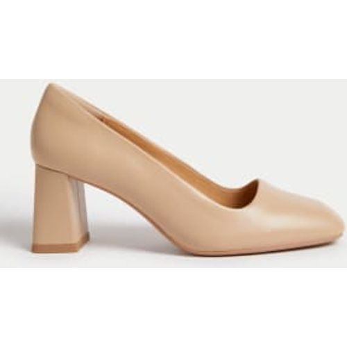 Womens Wide Fit Leather Block Heel Court Shoes - - M&S Collection - Modalova