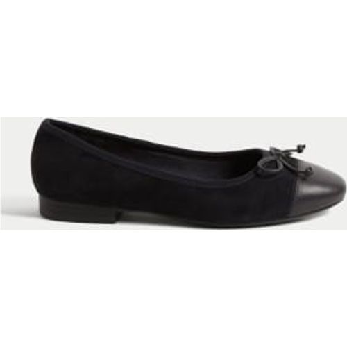 Womens Suede Bow Flat Ballet Pumps - - M&S Collection - Modalova