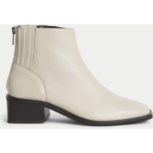 Womens Leather Block Heel Square Toe Ankle Boots - - M&S Collection - Modalova