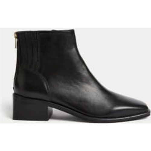 Womens Leather Block Heel Square Toe Ankle Boots - - M&S Collection - Modalova