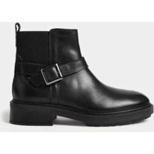 Womens Wide Fit Leather Buckle Flat Ankle Boots - - M&S Collection - Modalova