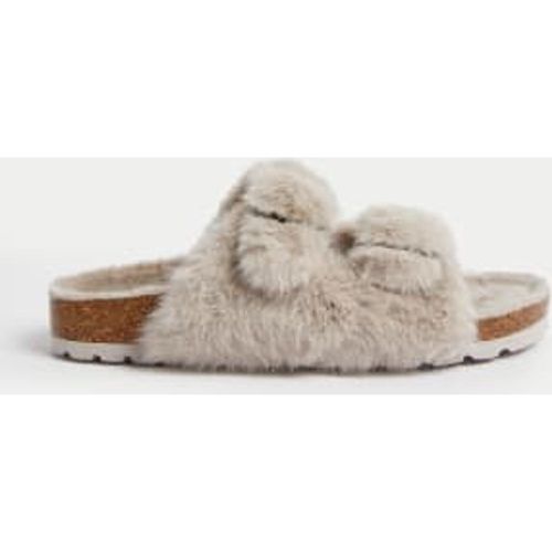 Womens Faux Fur Buckle Slider Slippers - - M&S Collection - Modalova