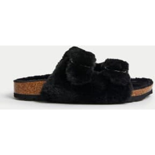 Womens Faux Fur Buckle Slider Slippers - - M&S Collection - Modalova