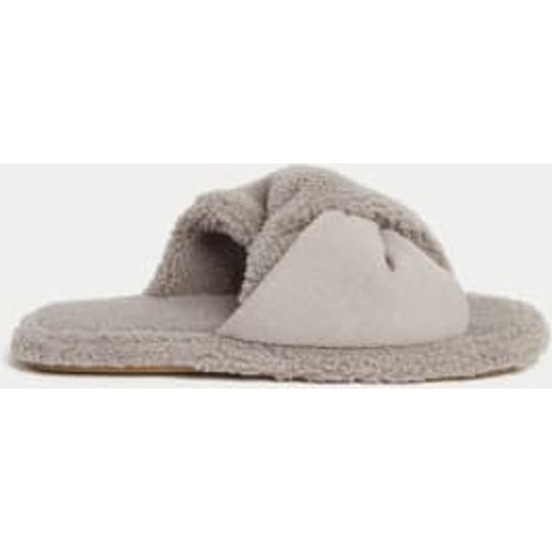 Womens Borg Crossover Slider Slippers - - M&S Collection - Modalova