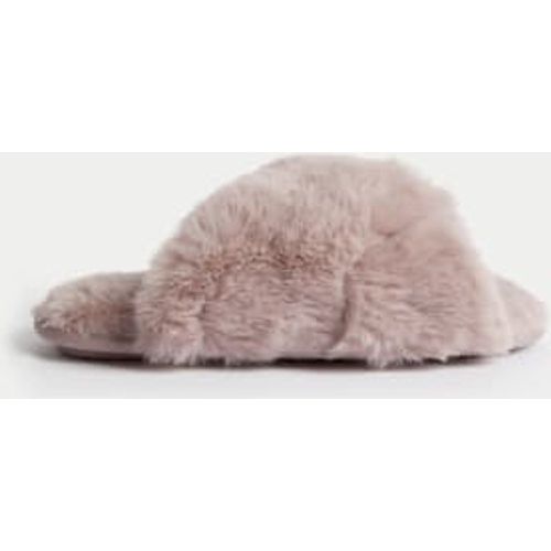 Womens Faux Fur Crossover Slider Slippers - - M&S Collection - Modalova