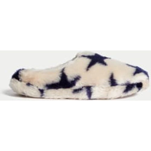 Womens Faux Fur Star Round Toe Mule Slippers - - M&S Collection - Modalova