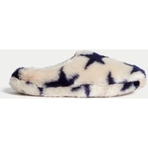 Womens Faux Fur Star Round Toe Mule Slippers - - M&S Collection - Modalova