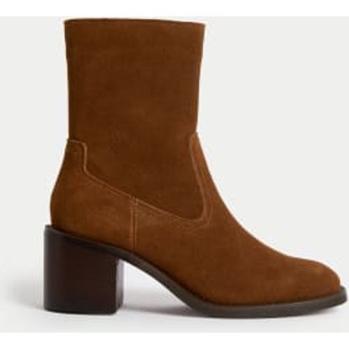 Womens Suede Block Heel Sock Boots - - M&S Collection - Modalova