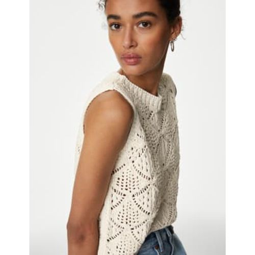 Womens Cotton Blend Crew Neck Knitted Vest - - M&S Collection - Modalova